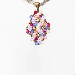 Pendant 30cm - Terence Rhombus S-Khaki Braid - Pendant 30cm - Laiton bronze